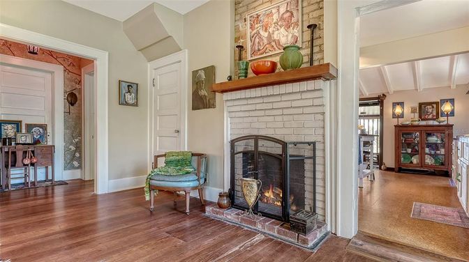 Fireplace, Interior, Wood Texture Flooring