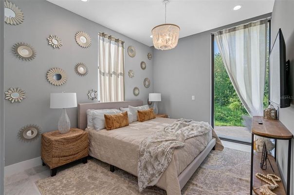 Bedroom, Interior, Pendant Lights, Recessed Lighting