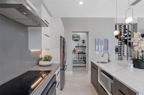 Interior, Kitchen, Pendant Lights, Recessed Lighting, Stainless Steel Appliances