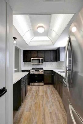 Interior, Kitchen, Stainless Steel Appliances, Wood Texture Flooring