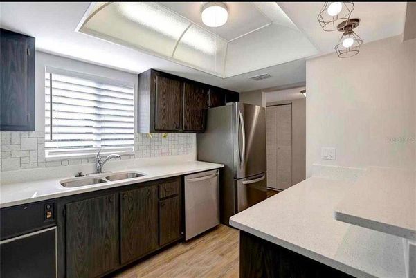 Interior, Kitchen, Stainless Steel Appliances, Wood Texture Flooring
