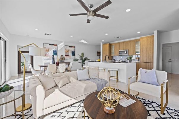 Dining room, Interior, Kitchen, Living room, Recessed Lighting, Stainless Steel Appliances