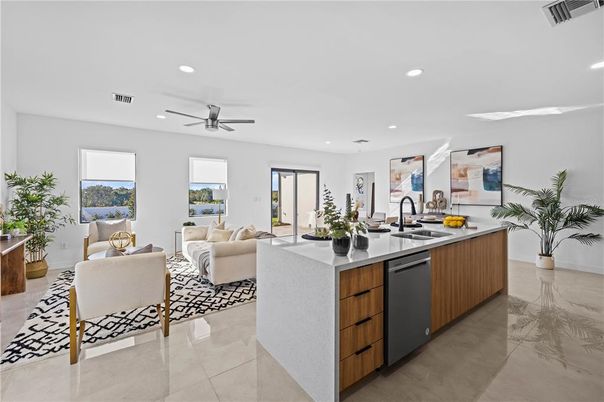 Interior, Kitchen, Living room, Recessed Lighting