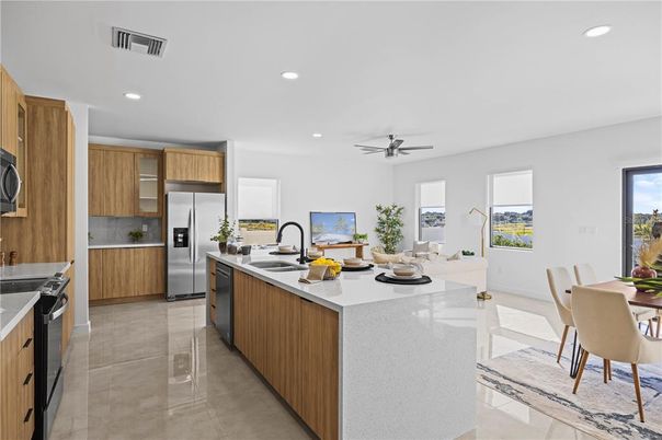 Dining room, Interior, Kitchen, Recessed Lighting, Stainless Steel Appliances