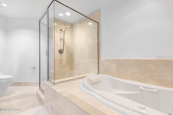 Bathroom, Glass Shower, Interior, Recessed Lighting