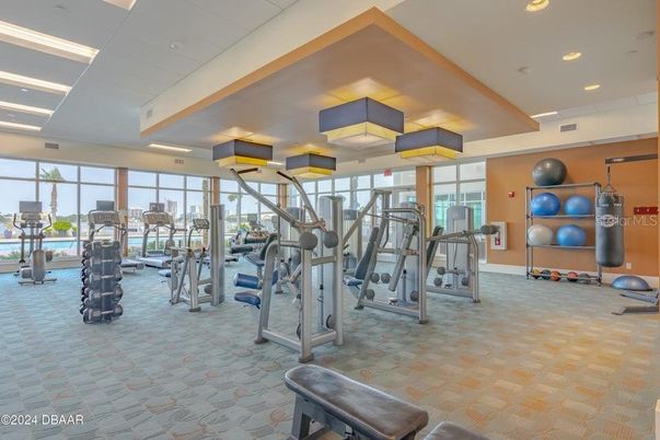 Fitness Equipment, Gym, Interior, Recessed Lighting