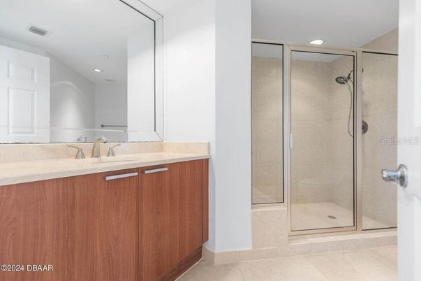 Bathroom, Glass Shower, Interior, Recessed Lighting
