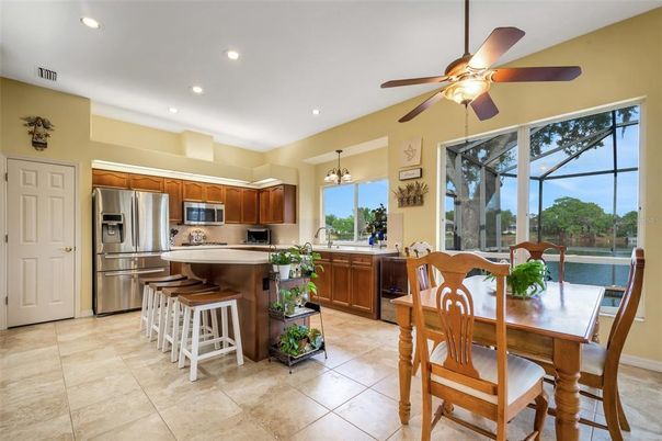 Dining room, Interior, Kitchen, Recessed Lighting, Stainless Steel Appliances