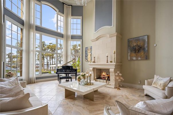 Fireplace, Interior, Living room, Piano