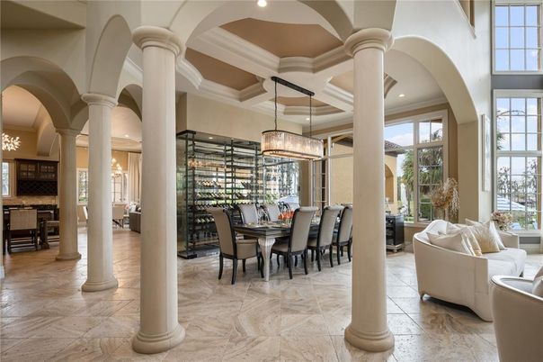 Chandelier, Dining room, Interior, Pendant Lights, Recessed Lighting, Wine Storage