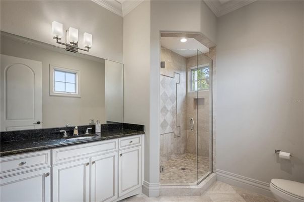 Bathroom, Glass Shower, Interior, Recessed Lighting