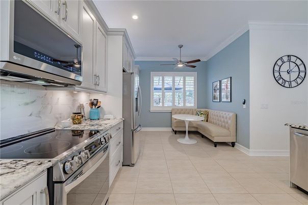 Interior, Kitchen, Marble Walls, Recessed Lighting