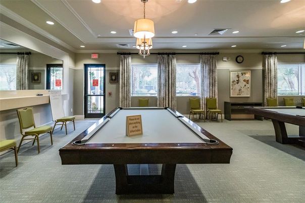 Billiard Table, Game Room, Interior, Pendant Lights, Recessed Lighting