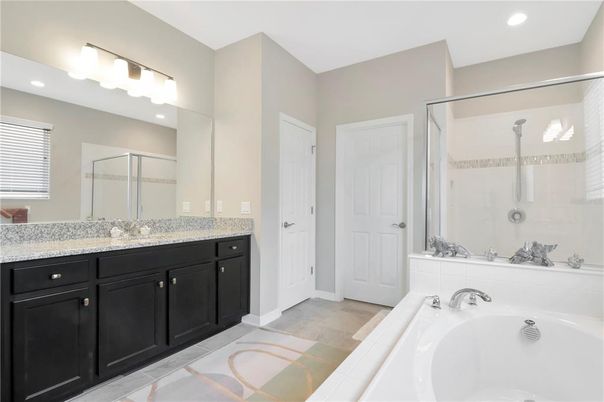 Bathroom, Dual Sink Vanities, Glass Shower, Interior, Recessed Lighting