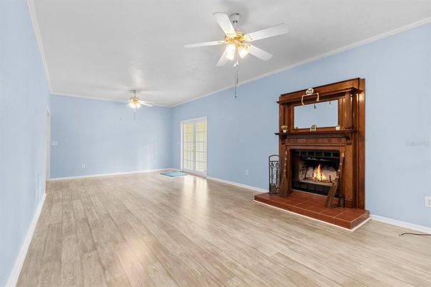 Empty room, Fireplace, Interior, Wood Texture Flooring