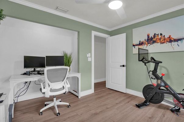 Fitness Equipment, Home Office, Interior, Wood Texture Flooring