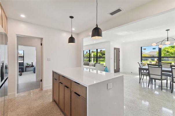 Dining room, Interior, Kitchen, Pendant Lights, Recessed Lighting