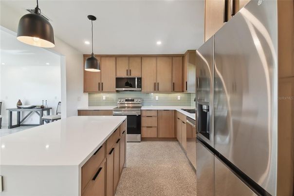 Interior, Kitchen, Pendant Lights, Recessed Lighting, Stainless Steel Appliances