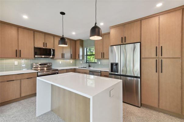 Interior, Kitchen, Pendant Lights, Recessed Lighting, Stainless Steel Appliances