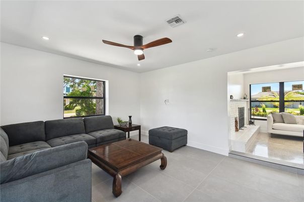 Fireplace, Interior, Living room, Recessed Lighting