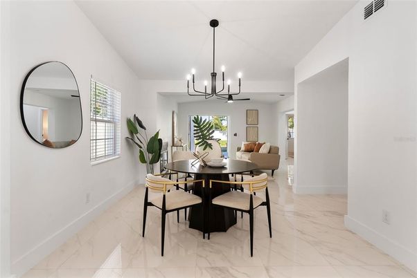 Chandelier, Dining room, Interior, Marble