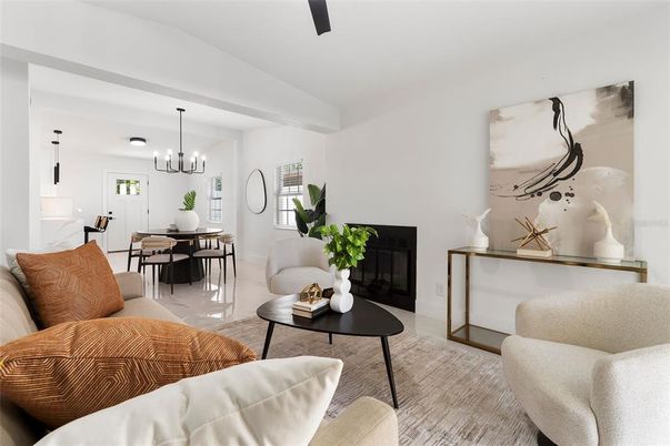 Chandelier, Dining room, Fireplace, Interior, Living room, Pendant Lights