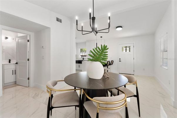 Chandelier, Dining room, Interior, Marble