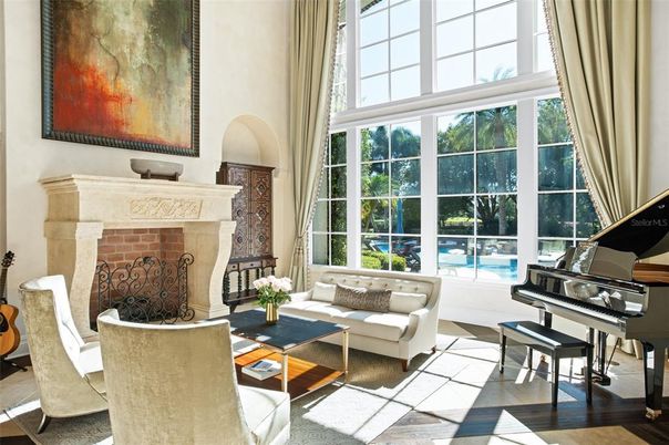 Fireplace, Interior, Living room, Piano, Wood Texture Flooring