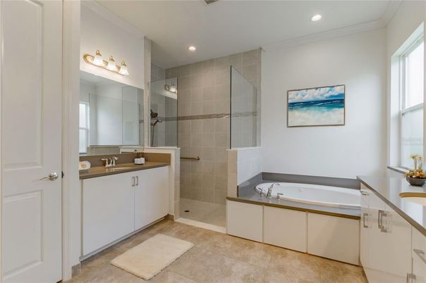 Bathroom, Glass Shower, Interior, Recessed Lighting