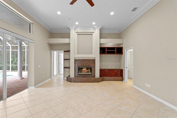 Empty room, Fireplace, Interior, Recessed Lighting