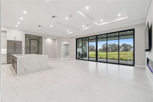 Empty room, Interior, Kitchen, Marble, Recessed Lighting