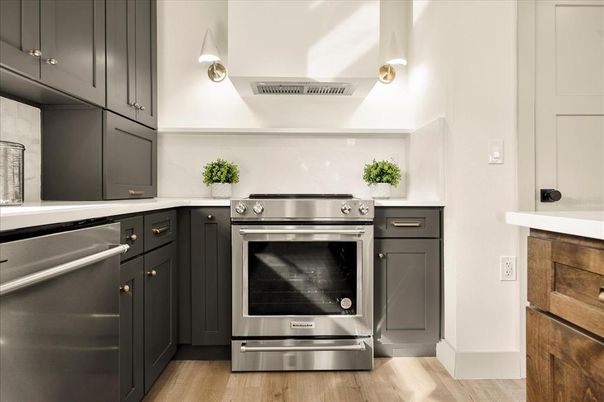 Interior, Kitchen, Stainless Steel Appliances, Wood Texture Flooring