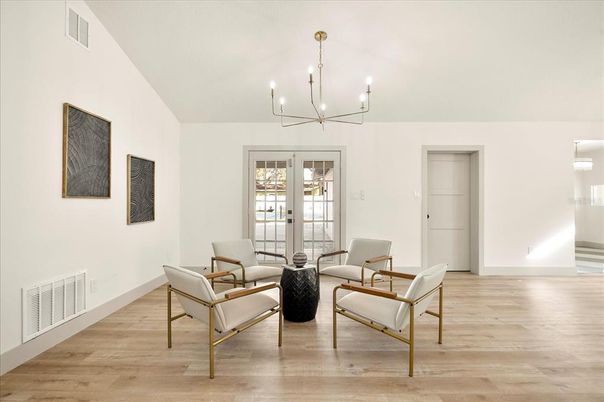 Chandelier, Interior, Living room, Wood Texture Flooring