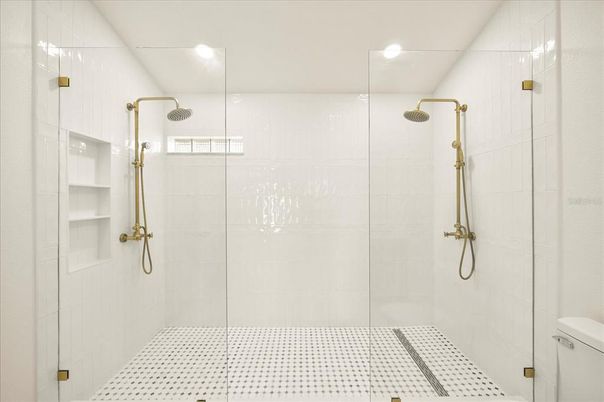 Bathroom, Glass Shower, Interior, Recessed Lighting