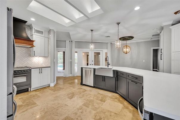 Interior, Kitchen, Pendant Lights, Recessed Lighting, Stainless Steel Appliances
