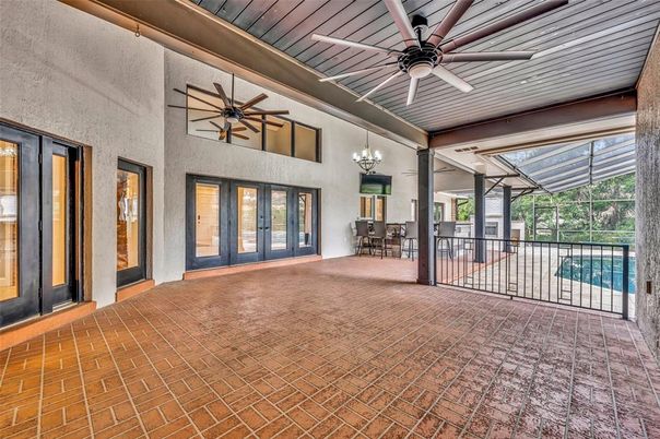 Chandelier, Dining room, Interior, Pool, Sun Room