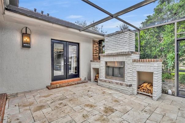 Fireplace, Glass Ceilings, Interior, Sun Room