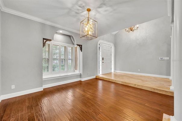 Empty room, Interior, Pendant Lights, Wood Texture Flooring