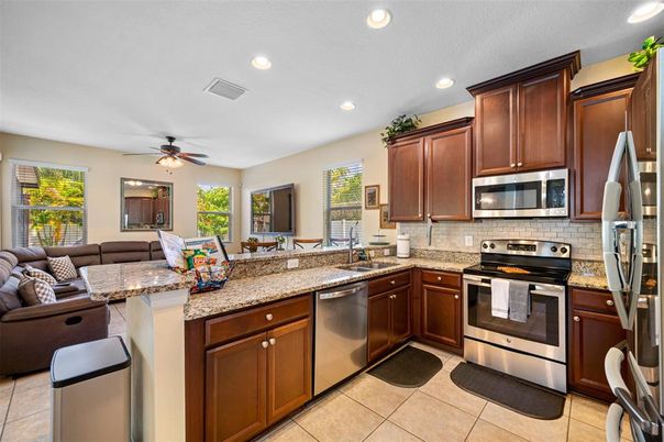 Interior, Kitchen, Living room, Recessed Lighting, Stainless Steel Appliances