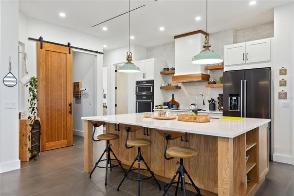 Interior, Kitchen, Pendant Lights, Recessed Lighting, Stainless Steel Appliances