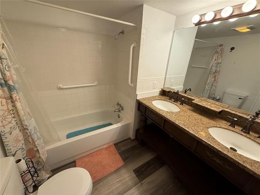 Bathroom, Dual Sink Vanities, Interior, Wood Texture Flooring