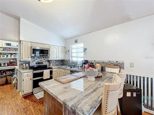 Interior, Kitchen, Stainless Steel Appliances, Wood Texture Flooring