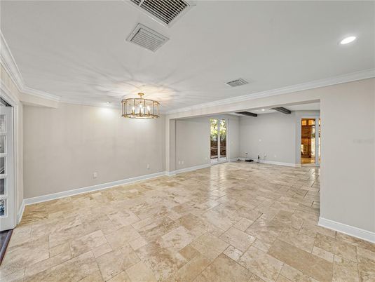 Chandelier, Empty room, Interior, Recessed Lighting