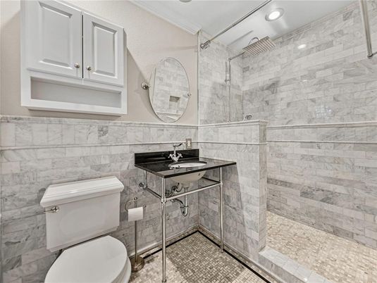Bathroom, Glass Shower, Interior, Recessed Lighting