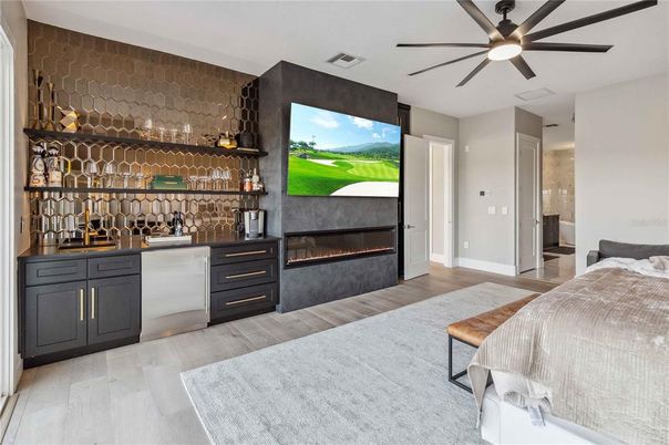 Fireplace, Interior, Pendant Lights, Stone Walls, Wood Texture Flooring