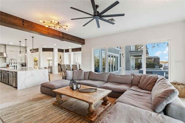 Dining room, Interior, Kitchen, Living room, Pendant Lights, Recessed Lighting, Wood Texture Flooring