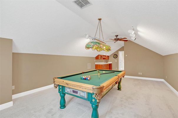 Billiard Table, Game Room, Interior, Pendant Lights