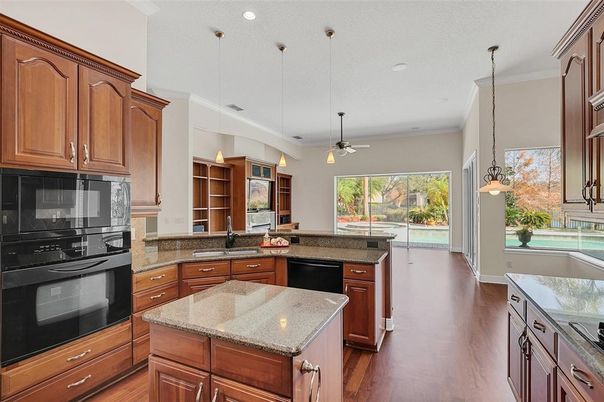 Interior, Kitchen, Pendant Lights, Recessed Lighting, Wood Texture Flooring