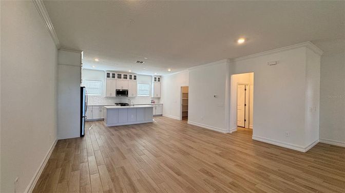 Interior, Kitchen, Recessed Lighting, Wood Texture Flooring