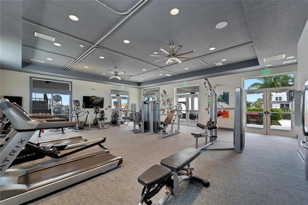Fitness Equipment, Gym, Interior, Recessed Lighting